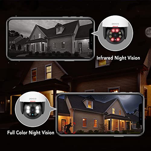 2K Security Camera Outdoor/Home, DEKCO WiFi Outdoor Security Cameras Pan-Tilt 360Â° View, 3MP Dome Surveillance Cameras with Motion Detection and Siren, 2-Way Audio,Full Color Night Vision, Waterproof