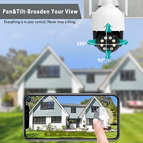 2K Security Camera Outdoor/Home, DEKCO WiFi Outdoor Security Cameras Pan-Tilt 360Â° View, 3MP Dome Surveillance Cameras with Motion Detection and Siren, 2-Way Audio,Full Color Night Vision, Waterproof