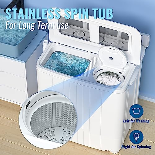 INTERGREAT Portable Washing Machine Mini 17.6 Lbs Compact Washer Machine And Dryer Comboï¼Small Twin Tub Washer with Spin Cycle for Camping, Apartments, Dorms, College Rooms, Rvâs
