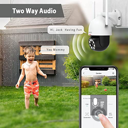 2K Security Camera Outdoor/Home, DEKCO WiFi Outdoor Security Cameras Pan-Tilt 360Â° View, 3MP Dome Surveillance Cameras with Motion Detection and Siren, 2-Way Audio,Full Color Night Vision, Waterproof