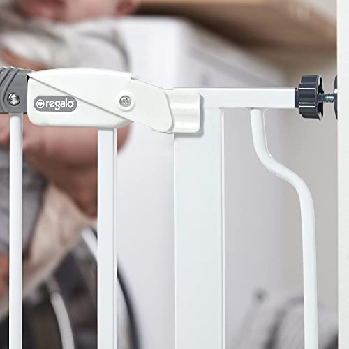 Regalo Easy Step 38.5-Inch Wide Walk Thru Baby Gate, Includes 6-Inch Extension Kit, 4 Pack Pressure Mount Kit, 4 Pack Wall Cups and Mounting Kit