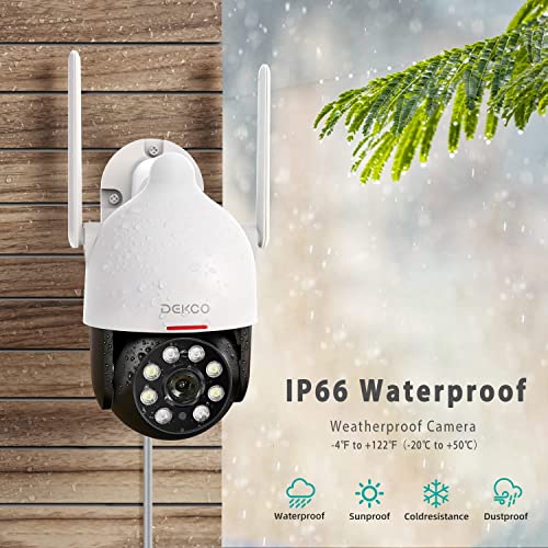 2K Security Camera Outdoor/Home, DEKCO WiFi Outdoor Security Cameras Pan-Tilt 360Â° View, 3MP Dome Surveillance Cameras with Motion Detection and Siren, 2-Way Audio,Full Color Night Vision, Waterproof