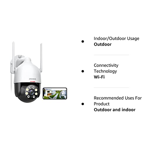 2K Security Camera Outdoor/Home, DEKCO WiFi Outdoor Security Cameras Pan-Tilt 360Â° View, 3MP Dome Surveillance Cameras with Motion Detection and Siren, 2-Way Audio,Full Color Night Vision, Waterproof