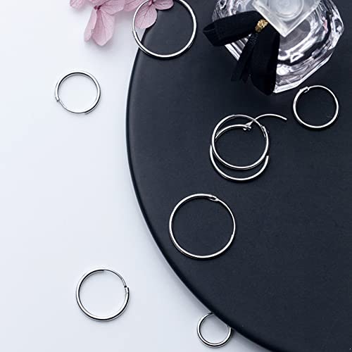 Sterling Silver Hoop Earrings for Women Men Girls, Hypoallergenic Cartilage Earring Endless Small Hoop Earrings Set, 3 Pairs Tragus Earrings (8mm/10mm/12mm)