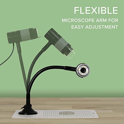 Plugable USB 2.0 Digital Microscope with Flexible Arm Observation Stand Compatible with Windows, Mac, Linux (2MP, 250x Magnification)