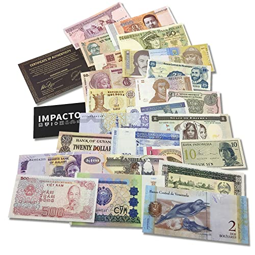 Foreign Currency - 25 World Banknotes from 25 Different Countries - Collectible Paper Currency - Old Currency Bills - Money Collection for Collectors (COA Included)