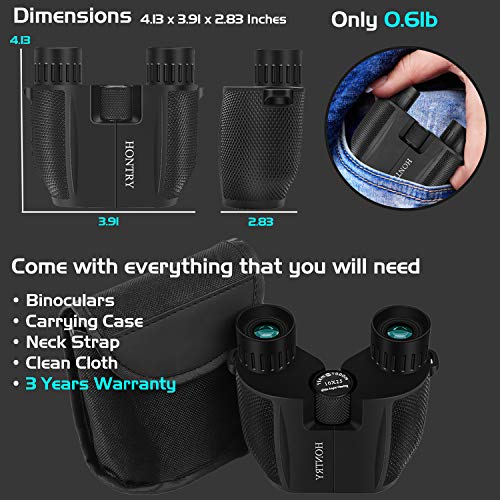 Binoculars for Adults and Kids, 10x25 Compact Binoculars for Bird Watching, Theater and Concerts, Hunting and Sport Games