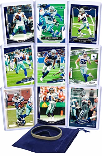 Dallas Cowboys Cards: Dak Prescott, Ezekiel Elliott, Amari Cooper, Emmitt Smith, Michael Gallup, Michael Irvin ASSORTED Football Stars & Legends Trading Card & Wristbands Bundle