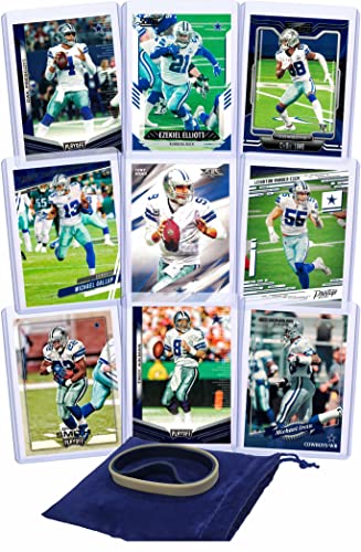Dallas Cowboys Cards: Dak Prescott, Ezekiel Elliott, Amari Cooper, Emmitt Smith, Michael Gallup, Michael Irvin ASSORTED Football Stars & Legends Trading Card & Wristbands Bundle