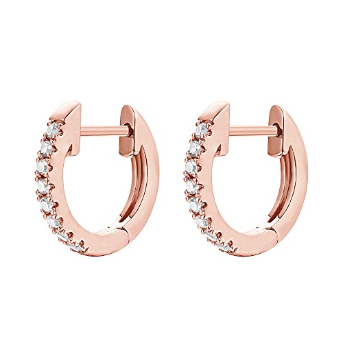 PAVOI 14K Rose Gold Plated Post Cubic Zirconia Cuff Earring Huggie Stud