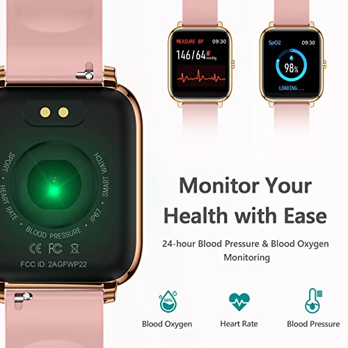 Smart Watch, KALINCO Fitness Tracker with Heart Rate Monitor, Blood Pressure, Blood Oxygen Tracking, 1.4 Inch Touch Screen Smartwatch Fitness Watch for Women Men Compatible with Android iPhone iOS