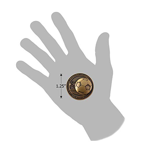 Christian Sports Coin for Young Athletes, for Boys and Girls, Gift for Soccer Players or Soccer Team, I Can Do All Things Through Christ, Antique Gold Plated Challenge Coin, Philippians 4:13