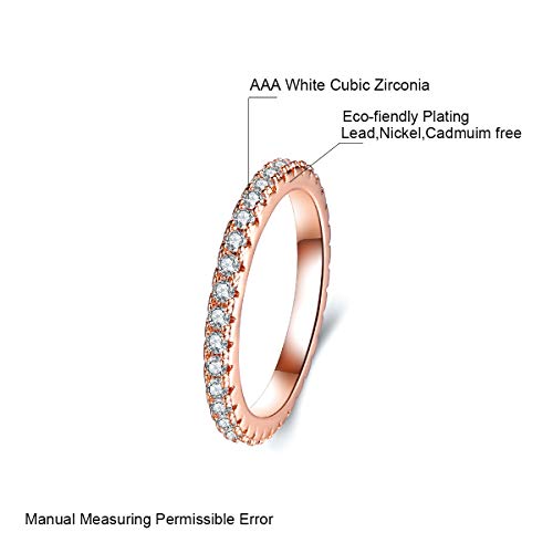 LAZLUVU CZ Simulated Diamond Paved Stackable Eternity Ring Band for Women, Rose Gold Plated Size 9