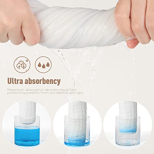 Muslin Burp Cloths for Baby 10 Pack 100% Cotton Baby Washcloths for Boys Girls Large 20''X10'' Super Soft and Absorbent by Yoofoss - White