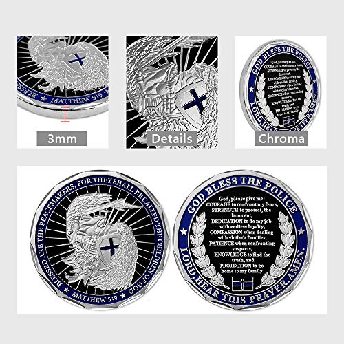 Saint Michael Law Enforcement Challenge Coin God Bless The Police Prayer