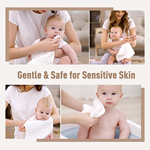 Muslin Burp Cloths for Baby 10 Pack 100% Cotton Baby Washcloths for Boys Girls Large 20''X10'' Super Soft and Absorbent by Yoofoss - White