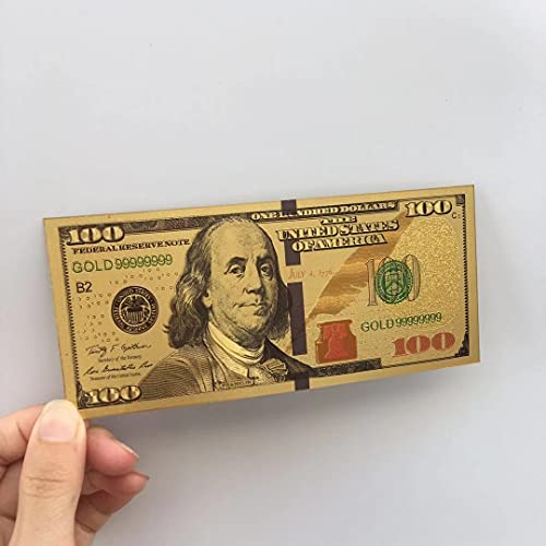 7PCS Gold Dollar Bills USD 1/2/5/10/20/50/100 Set of Colored Commemorative Coins with Gold Foil