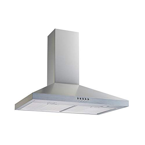 Winflo 30" Convertible Stainless Steel Wall Mount Range Hood with Stainless Steel Baffle filters or Mesh Filters, LED lights and 3 Speed Push Button Control (With 2pcs charcoal filters)