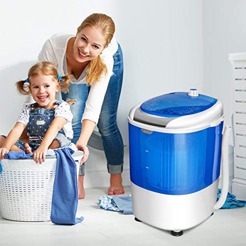 COSTWAY Mini Washing Machine with Spin Dryer, Electric Compact Laundry Machines Portable Durable Design Washer Energy Saving, Rotary Controller(Blue)