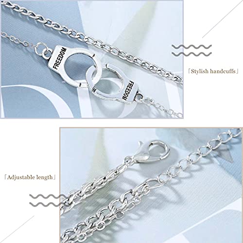 Dresbe Boho Layered Anklet Silver Handcuffs Anklets Beach Ankle Bracelet Fashion Foot Jewelry Chain for Women and Girls