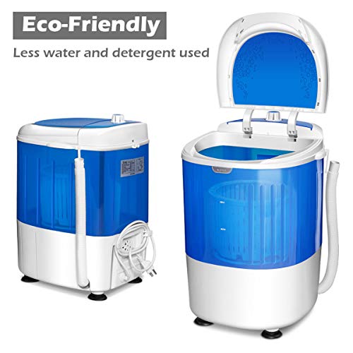 COSTWAY Mini Washing Machine with Spin Dryer, Electric Compact Laundry Machines Portable Durable Design Washer Energy Saving, Rotary Controller(Blue)