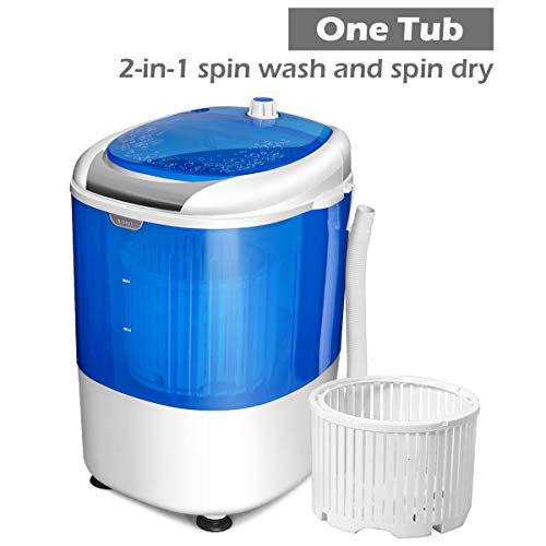 COSTWAY Mini Washing Machine with Spin Dryer, Electric Compact Laundry Machines Portable Durable Design Washer Energy Saving, Rotary Controller(Blue)