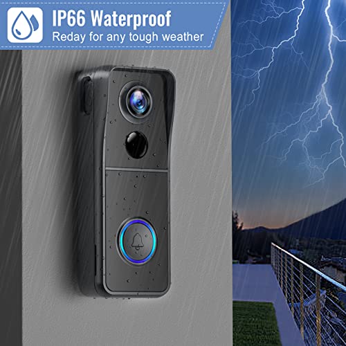 WiFi Video Doorbell Camera, XTU Wireless Doorbell Camera with Chime, 1080P HD, 2-Way Audio, Motion Detection, IP65 Waterproof, Cloud Storage and 32GB SD Card Included
