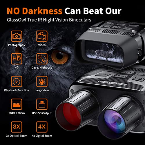 GTHUNDER Digital Night Vision Goggles Binoculars for Total DarknessInfrared Digital Night Vision Large Viewing Screen, 32GB Memory Card for Photo and Video StoragePerfect for Surveillance