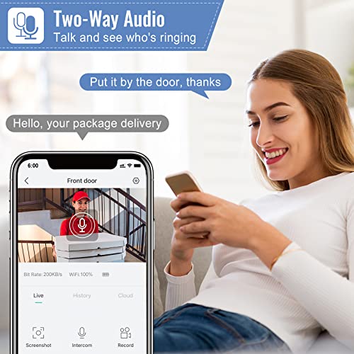WiFi Video Doorbell Camera, XTU Wireless Doorbell Camera with Chime, 1080P HD, 2-Way Audio, Motion Detection, IP65 Waterproof, Cloud Storage and 32GB SD Card Included