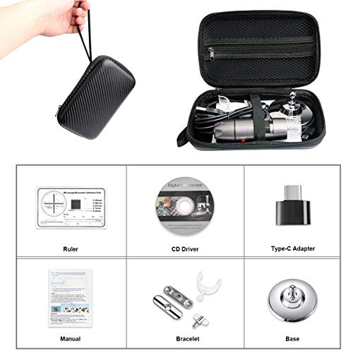 USB Microscope Camera 40X to 1000X, Cainda Digital Microscope with Metal Stand & Carrying Case Compatible with Android Windows 7 8 10 Linux Mac, Portable Microscope Camera (USB Microscope)