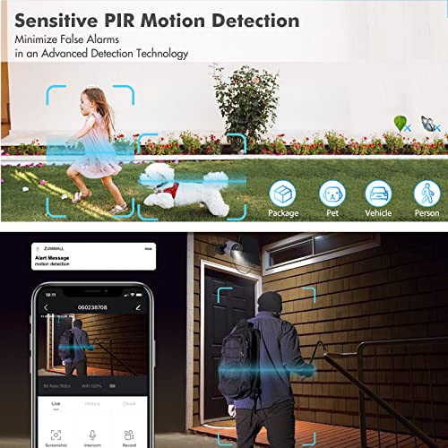 Zumimall Wireless Outdoor Security WiFi Camera, Solar Powered Rechargeable Battery Surveillance Camera, 1080P Home Security Camera, Night Vision, Two Way Audio, PIR Motion Detection, IP65 Waterproof