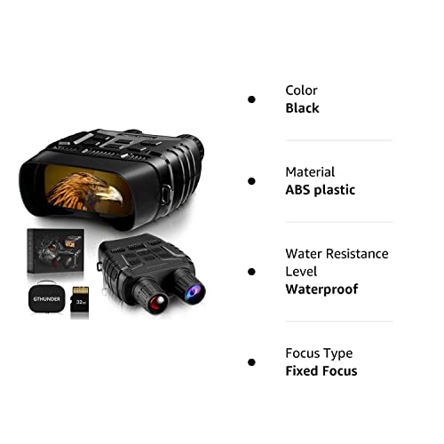 GTHUNDER Digital Night Vision Goggles Binoculars for Total DarknessInfrared Digital Night Vision Large Viewing Screen, 32GB Memory Card for Photo and Video StoragePerfect for Surveillance