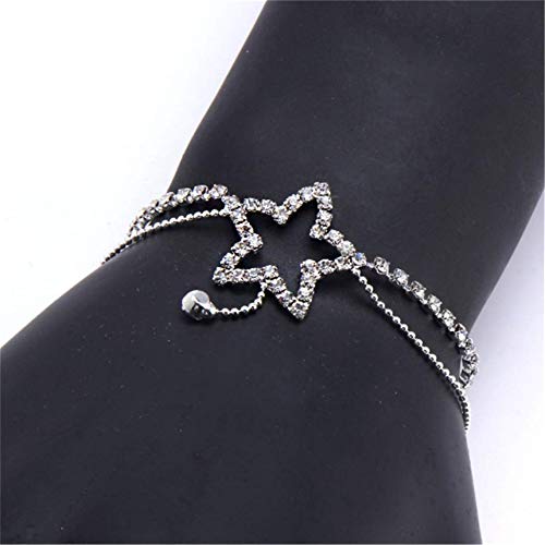 Sperrins Heart Pattern Crystal Anklet Women Simple Rhinestone Anklet Foot Accessories (Color 1)