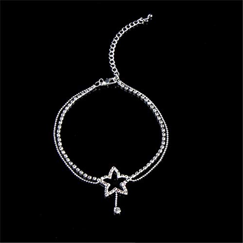 Sperrins Heart Pattern Crystal Anklet Women Simple Rhinestone Anklet Foot Accessories (Color 1)