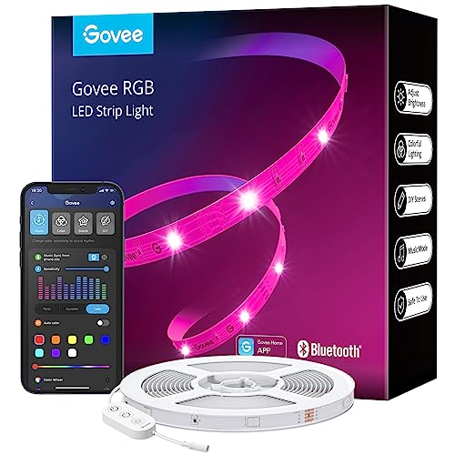 Govee RGB LED Strip Lights, 65.6ft Bluetooth LED Lights with App Control, Bright 5050 LEDs, 64 Scenes and Music Sync Lights for Bedroom, Room, Kitchen, Party, ETL Listed Adapter, 2 Rolls of 32.8ft