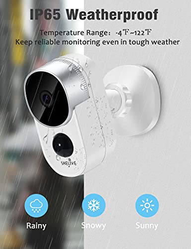 Security Camera Outdoor, SHELIVE Wireless Home Security Camera System with Rechargeable Battery, 1080P HD, Waterproof, Night Vision, Motion Detection, 2-Way Audio