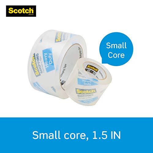 Scotch Heavy Duty Shipping Packaging Tape, 1 Roll with Dispenser, 1.88" x 19.4 Yards, 1.5" Core, Great for Packing, Shipping & Moving, Clear (142-700-H)