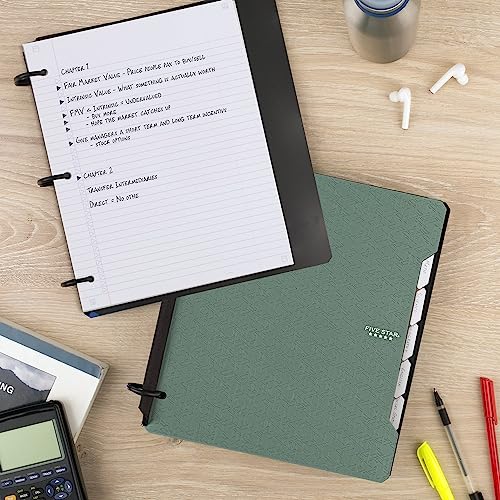 Five Star Flex Hybrid NoteBinder, 1-1/2 Inch Binder with Tabs, Notebook and 3 Ring Binder All-in-One, Assorted Colors, Color Selected for You, 1 Count (29324)