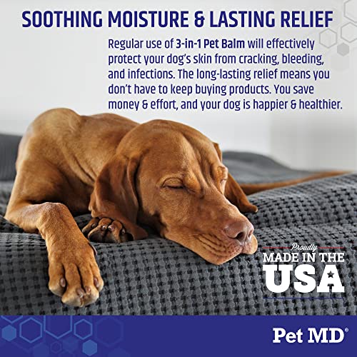 Pet MD Dog Paw Balm - 3-in-1 Paw, Nose/Snout, Elbow Moisturizer & Paw Protectors for Dogs - 2 oz Paw Wax with Shea Butter, Coconut Oil, Beeswax