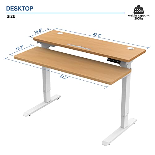 AIMEZO Split Top Electric Standing Desk Dual Motor Height Adjustable Desk Mobile Stand Up Workstation with Table (Walnut Top)