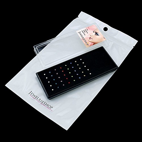 JewelrieShop 40pcs Nose Studs Stainless Steel CZ Nose Rings Stud Piercing Jewelry Bone Studs for Women Men Hypoallergenic 22G (2mm, Multi Colors)