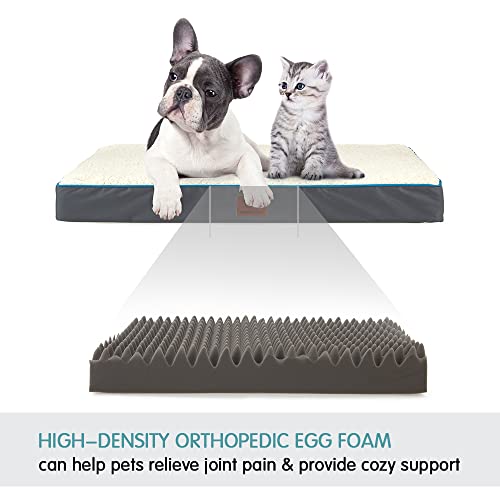 SunStyle Home Orthopedic Foam Dog Bed for Small & Medium Dogs Up to 50lbs with Waterproof Removable Cover, Mattress Pet Mat Bed for Dogs & Cats - Orthopedic Egg Crate Foam Platform