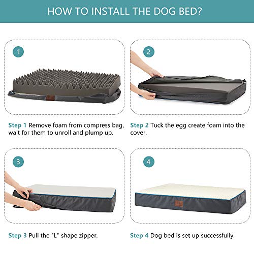 SunStyle Home Orthopedic Foam Dog Bed for Small & Medium Dogs Up to 50lbs with Waterproof Removable Cover, Mattress Pet Mat Bed for Dogs & Cats - Orthopedic Egg Crate Foam Platform