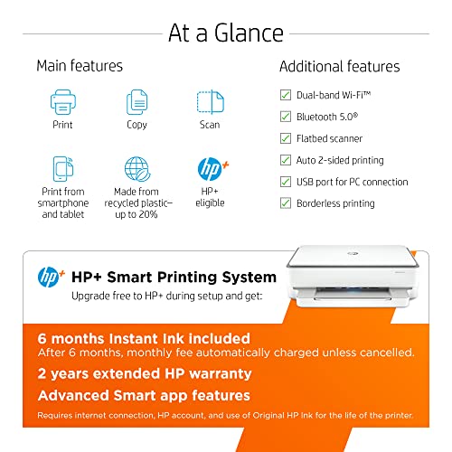 HP Envy 6055e All-in-One Wireless Color Printer, with Bonus 6 Months Free Instant Ink with HP+ (223N1A)