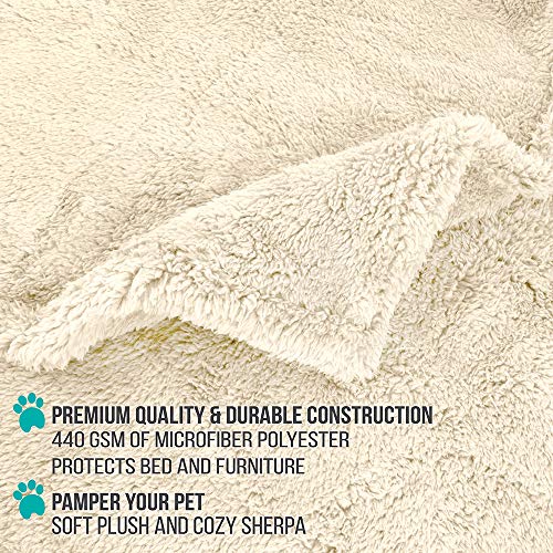 PetAmi Fluffy Waterproof Dog Blanket Fleece | Soft Warm Pet Fleece Throw for Small Dogs and Cats | Fuzzy Plush Sherpa Throw Furniture Protector Sofa Couch Bed (Beige Cream, 24x32)