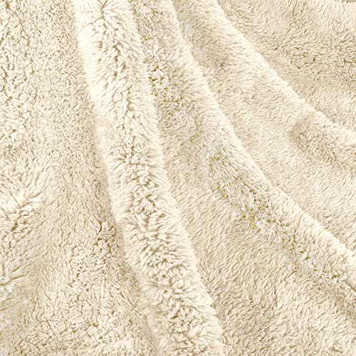PetAmi Fluffy Waterproof Dog Blanket Fleece | Soft Warm Pet Fleece Throw for Small Dogs and Cats | Fuzzy Plush Sherpa Throw Furniture Protector Sofa Couch Bed (Beige Cream, 24x32)