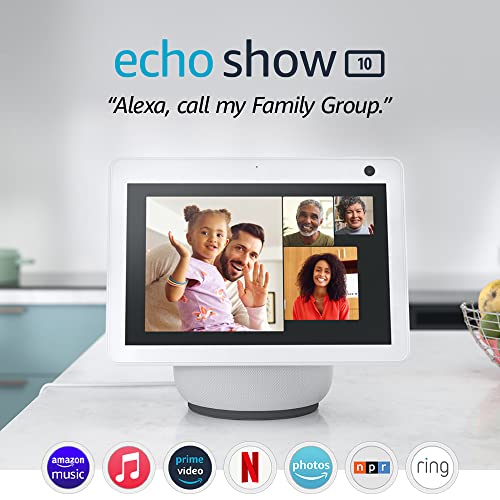 Echo Show 10 (3rd Gen) | HD smart display with motion and Alexa | Glacier White