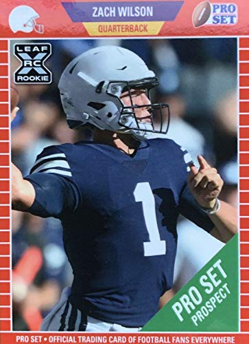 Zach Wilson 2021 Pro Set Leaf XRC Short Printed Mint Rookie Card #PS5 picturing him in his Blue BYU Jersey