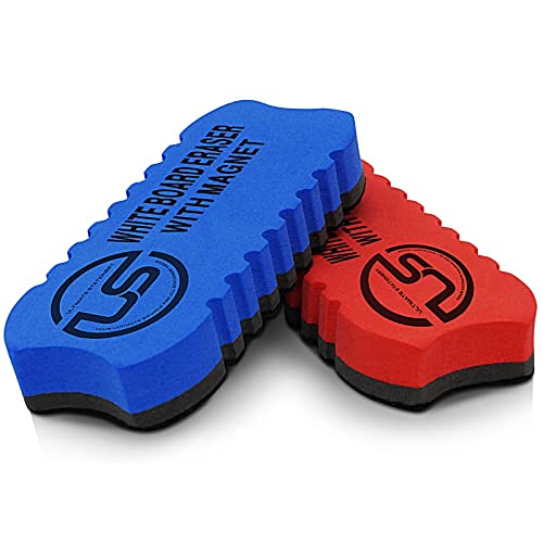 Magnetic Whiteboard Eraser Ultimate Stationery Dry Erase Chalkboard and Glass | 2 Pack Classroom, Home and Office Use