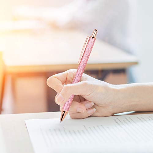 WY WENYUAN 10Pcs Ballpoint Pens, Comfortable Writing Pens, Metal Retractable Pretty Journaling Pens, Black Ink Medium Point 1.0 mm Gift Pens, Cute Pens Office Supplies for Women&Men